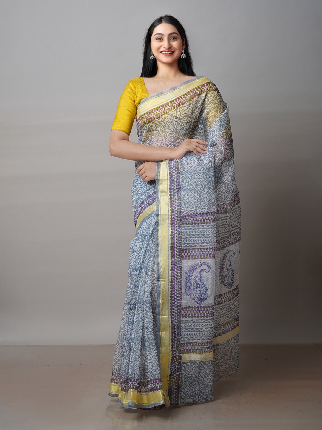 

Unnati Silks Ethnic Motifs Pure Cotton Kota Saree, Grey
