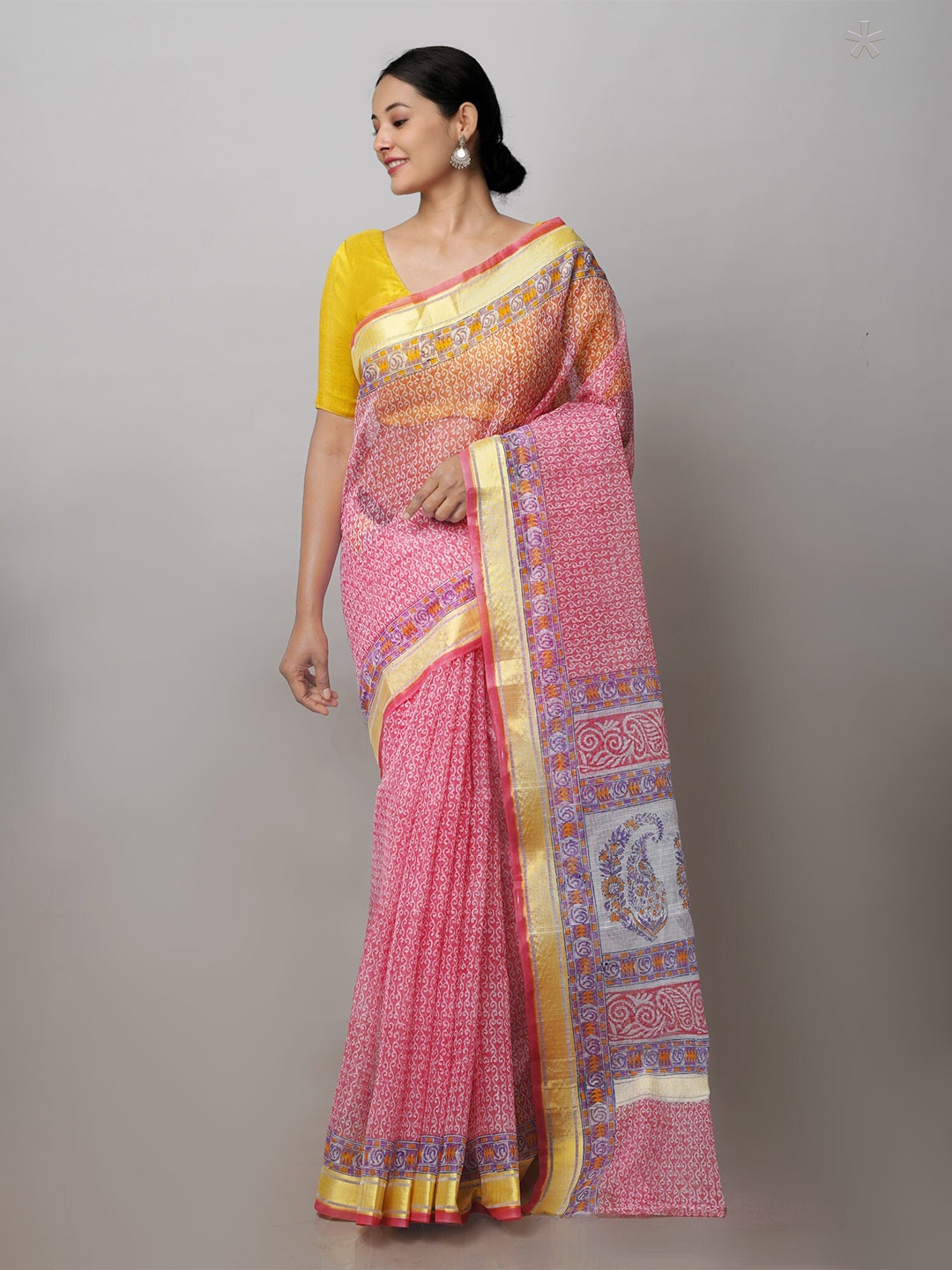 

Unnati Silks Ethnic Printed Zari Pure Cotton Kota Saree, Red