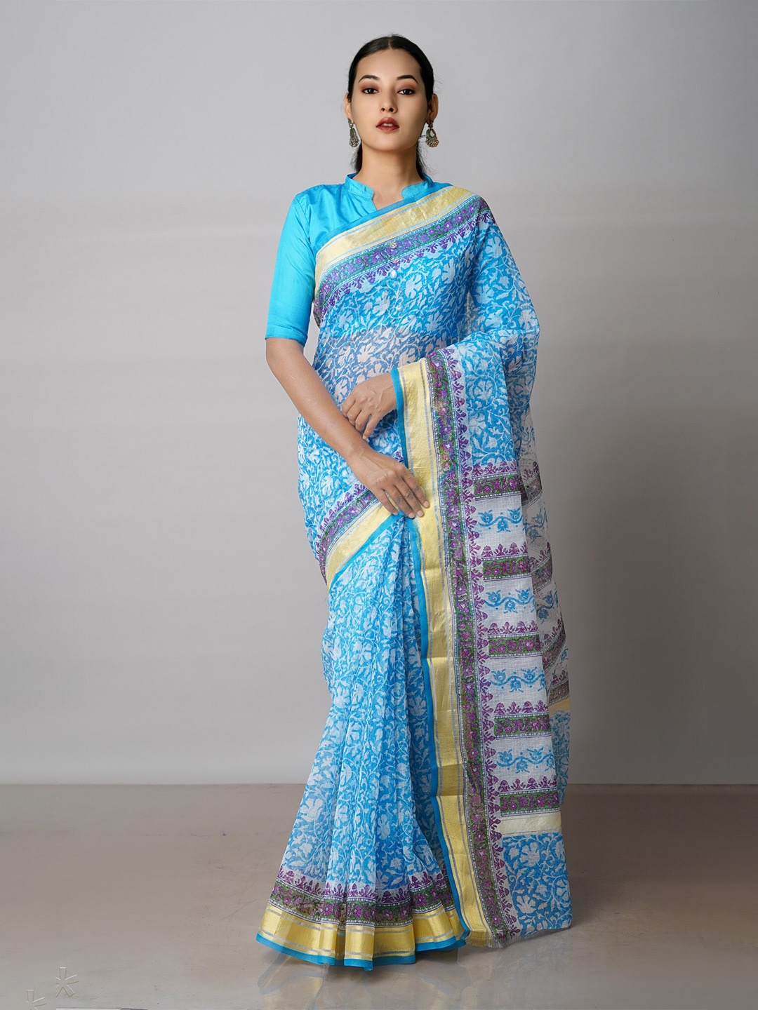 

Unnati Silks Ethnic Motifs Pure Cotton Kota Saree, Blue