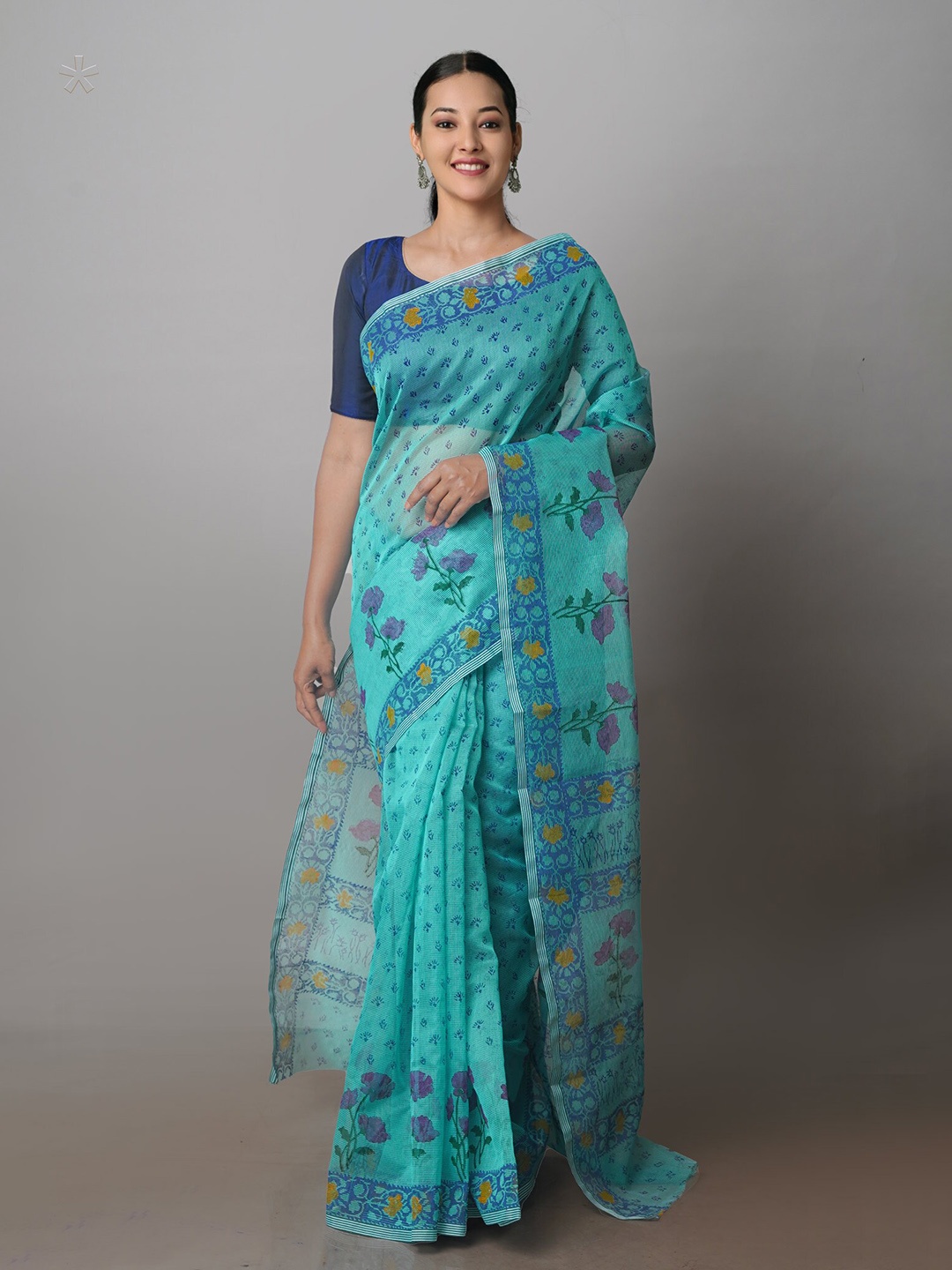 

Unnati Silks Ethnic Motifs Printed Supernet Patola Saree, Green
