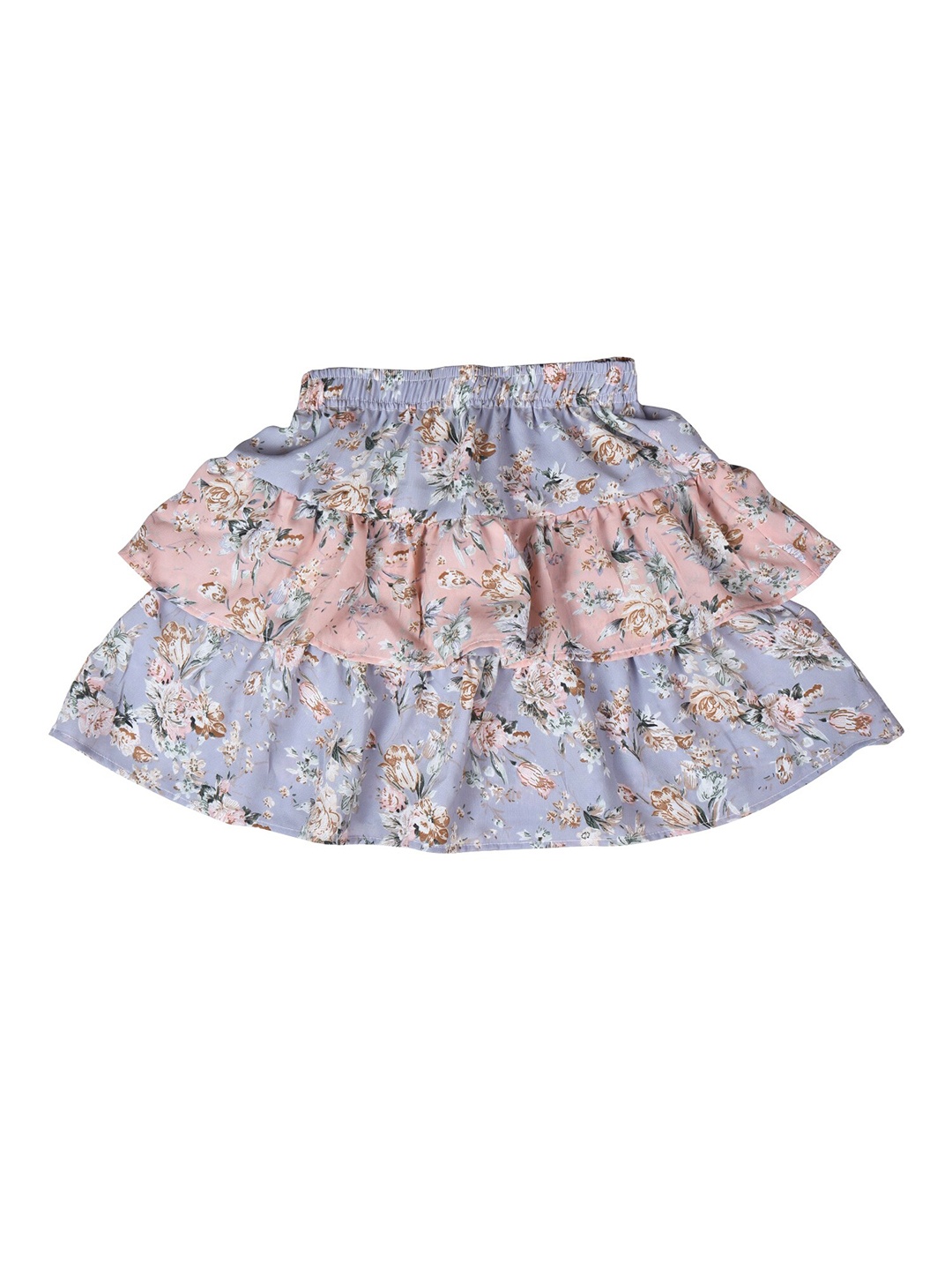 

POMY & JINNY Girls Floral Printed Knee-Length Flared Tiered Skirt, Purple