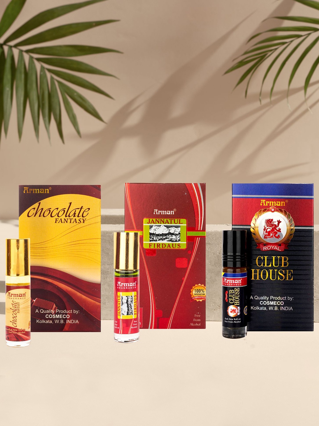

Arman Set Of 3 Long Lasting Attar Roll-on 6ml Each - Chocolate Jannatul & Clubhouse, Red