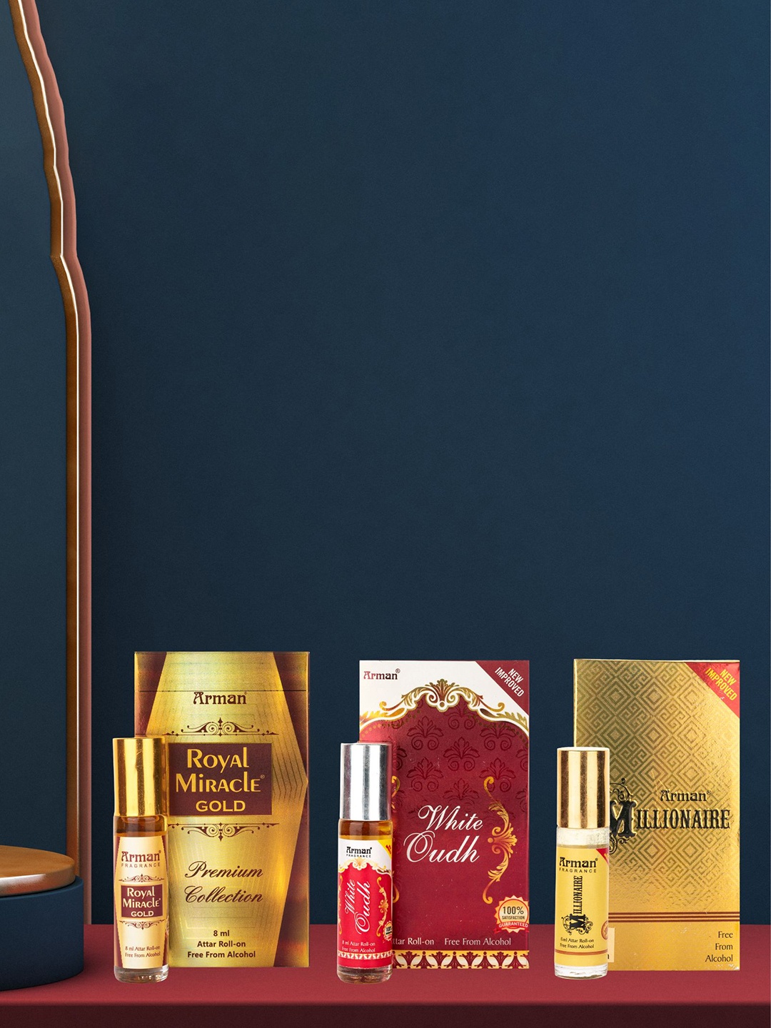 

Arman Set Of 3 Long Lasting Roll On Attars-6ml Each- Miracle Gold -White Oudh-Millionaire, Na