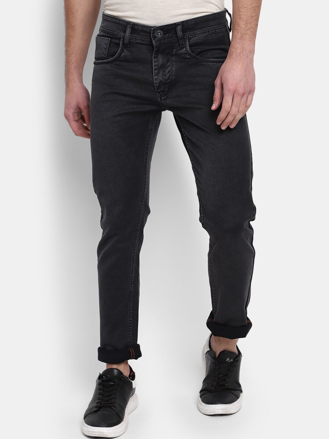 

V-Mart Men Mid-Rise Slim Fit Light Fade Stretchable Jeans, Grey