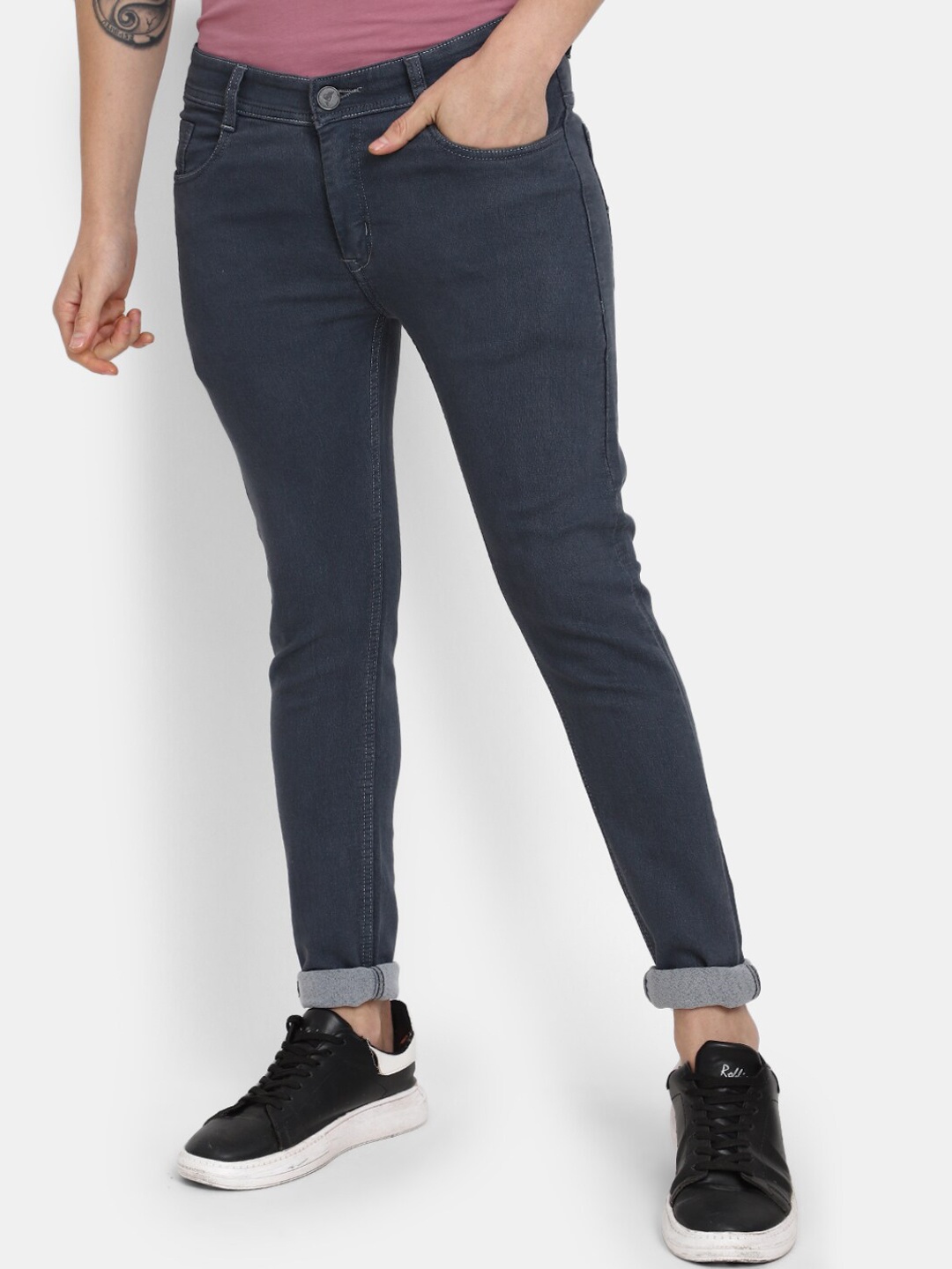 

V-Mart Men Mid-Rise Slim Fit Stretchable Jeans, Grey