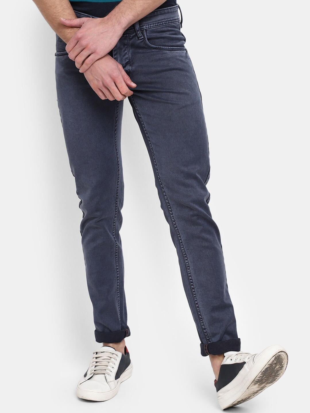 

V-Mart Men Slim Fit Mid-Rise Stretchable Jeans, Grey