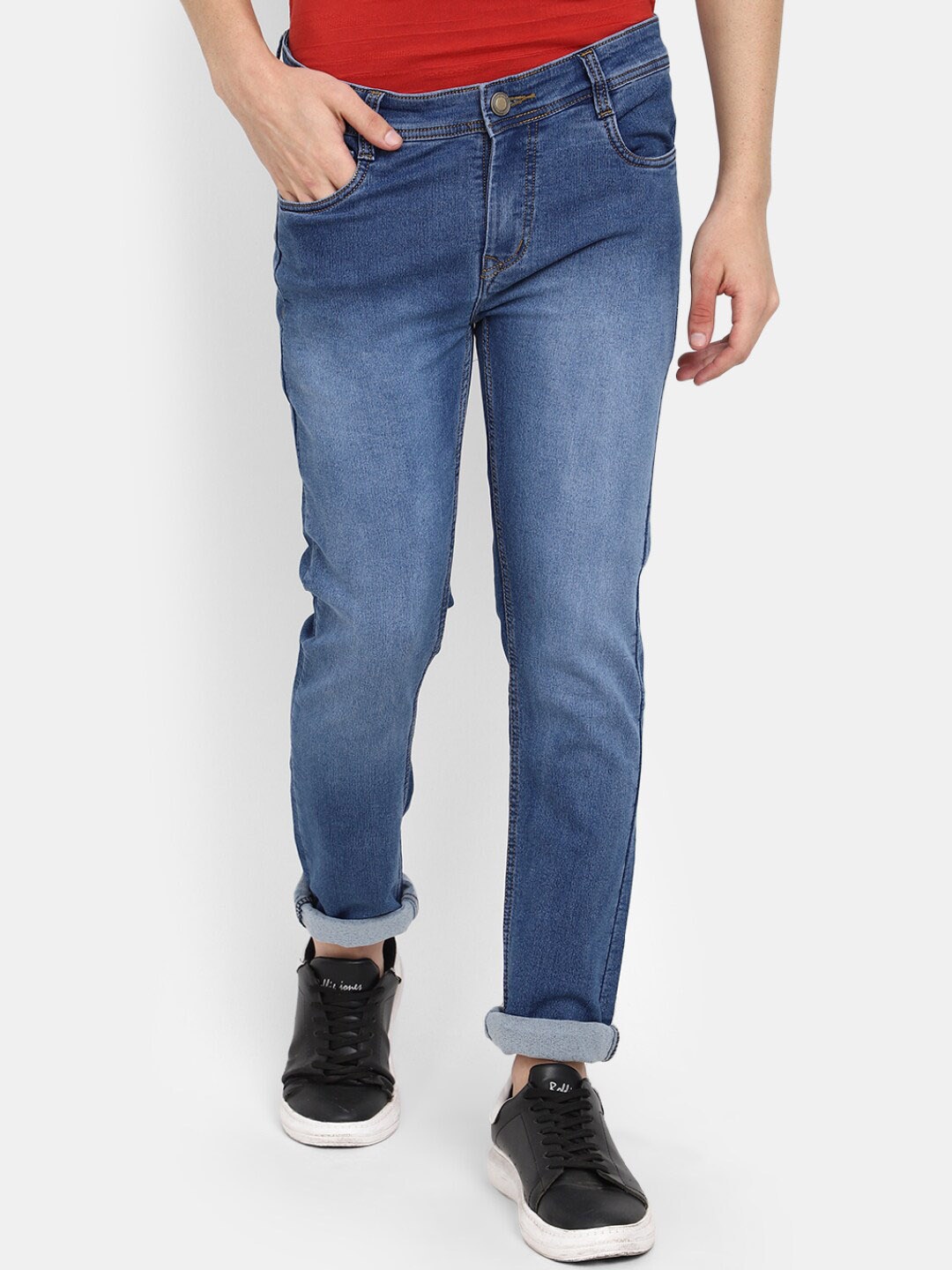 

V-Mart Men Heavy Fade Mid-Rise Stretchable Jeans, Blue