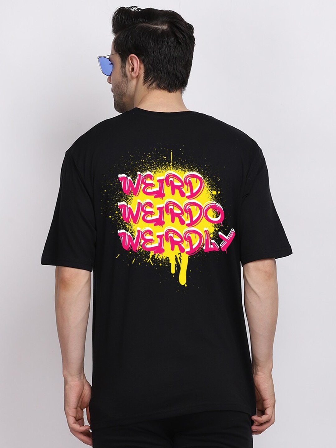 

Mad Over Print Weird Weirdo Printed Pure Cotton T-shirt with Shorts, Black