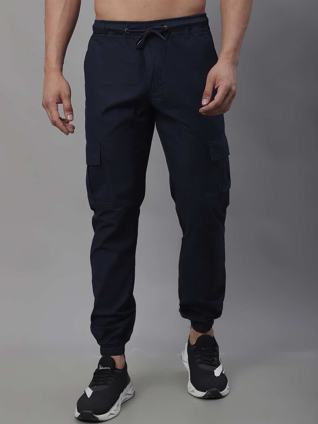 

JAINISH Men Relaxed Tapered Fit Cargo Trousers, Navy blue