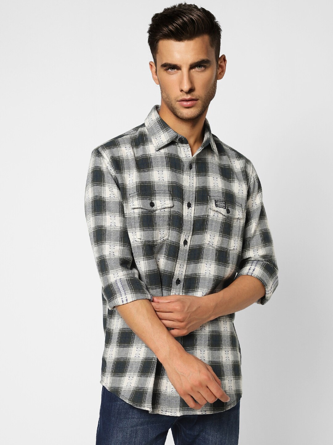 

Jack & Jones Buffalo Checked Cotton Casual Shirt, Black