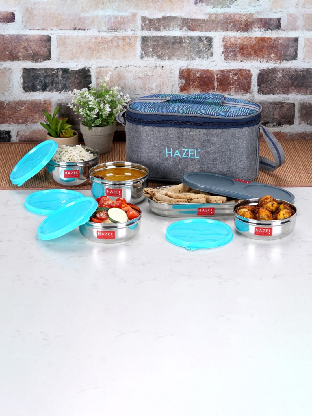 

HAZEL Stainless Steel Lunch Box with Lunch Box Bag, Blue