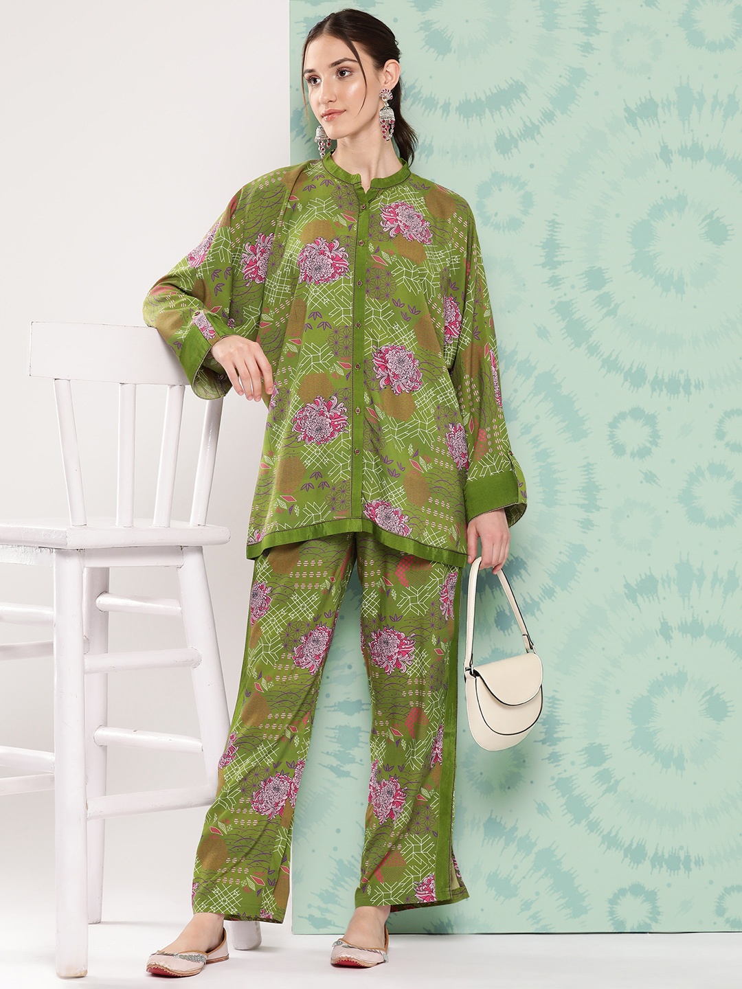 

Nayam By Lakshita Printed Top & Trousers Co-ords, Green
