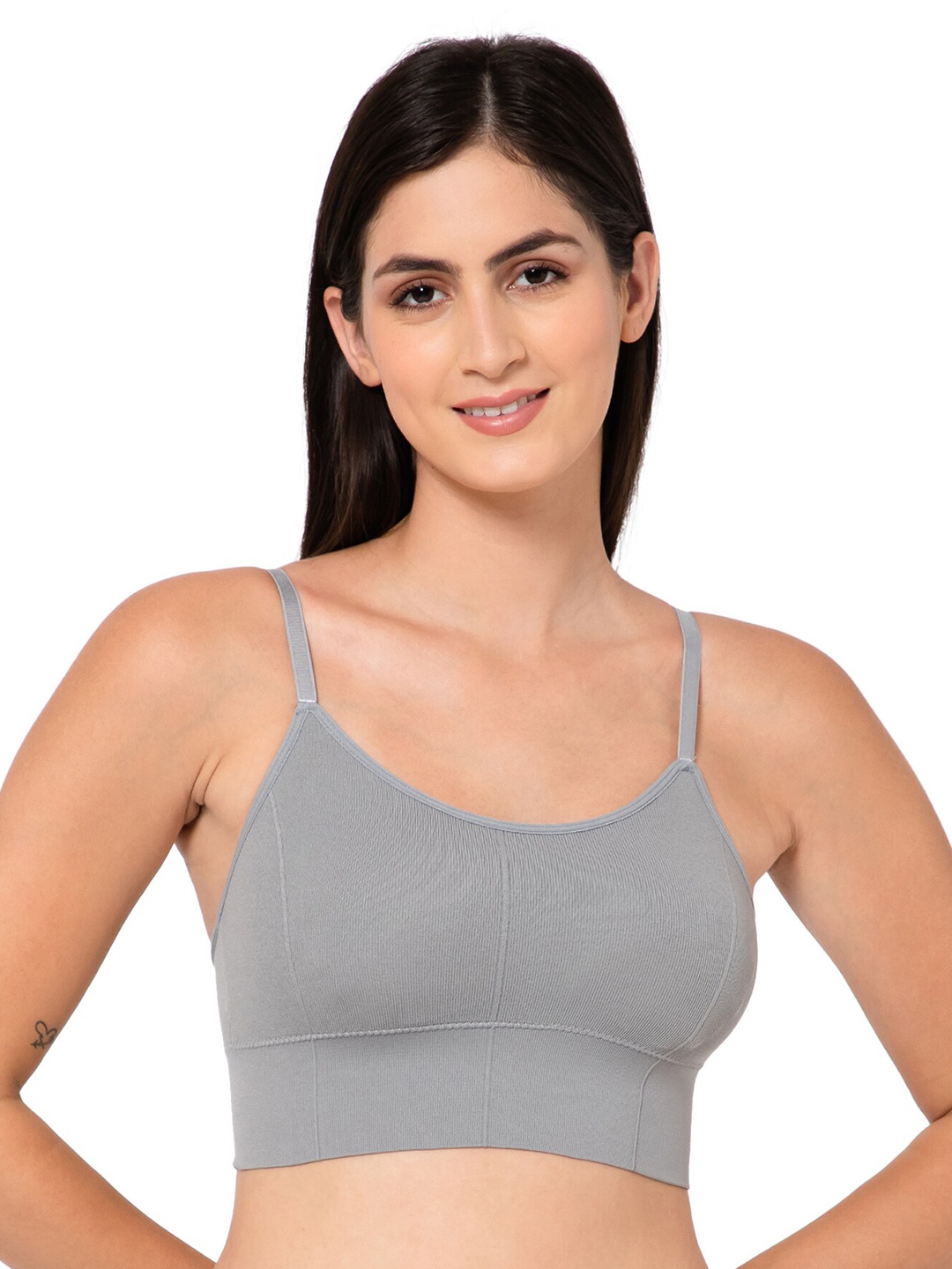 

INFINIUM Full Coverage Lightly Padded Dry-Fit Sports Bra, Grey