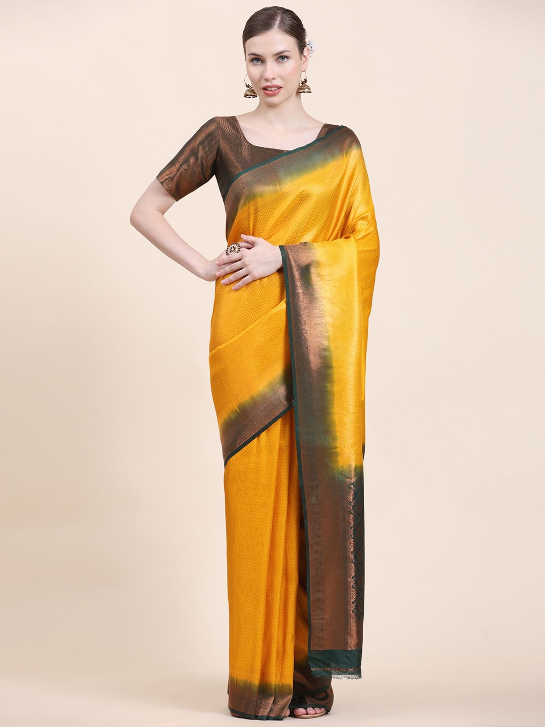 

Phenav Woven Design Kanjeevaram Saree, Yellow