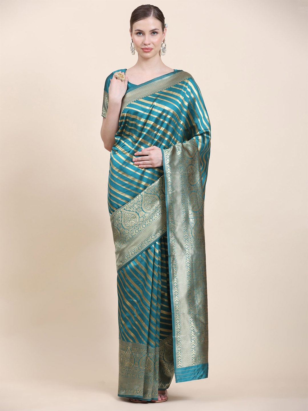 

Phenav Woven Design Zari Ethnic Sarees, Green