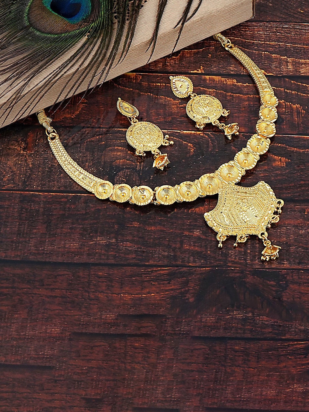 

MANSIYAORANGE Gold-Plated Choker Necklace & Earrings