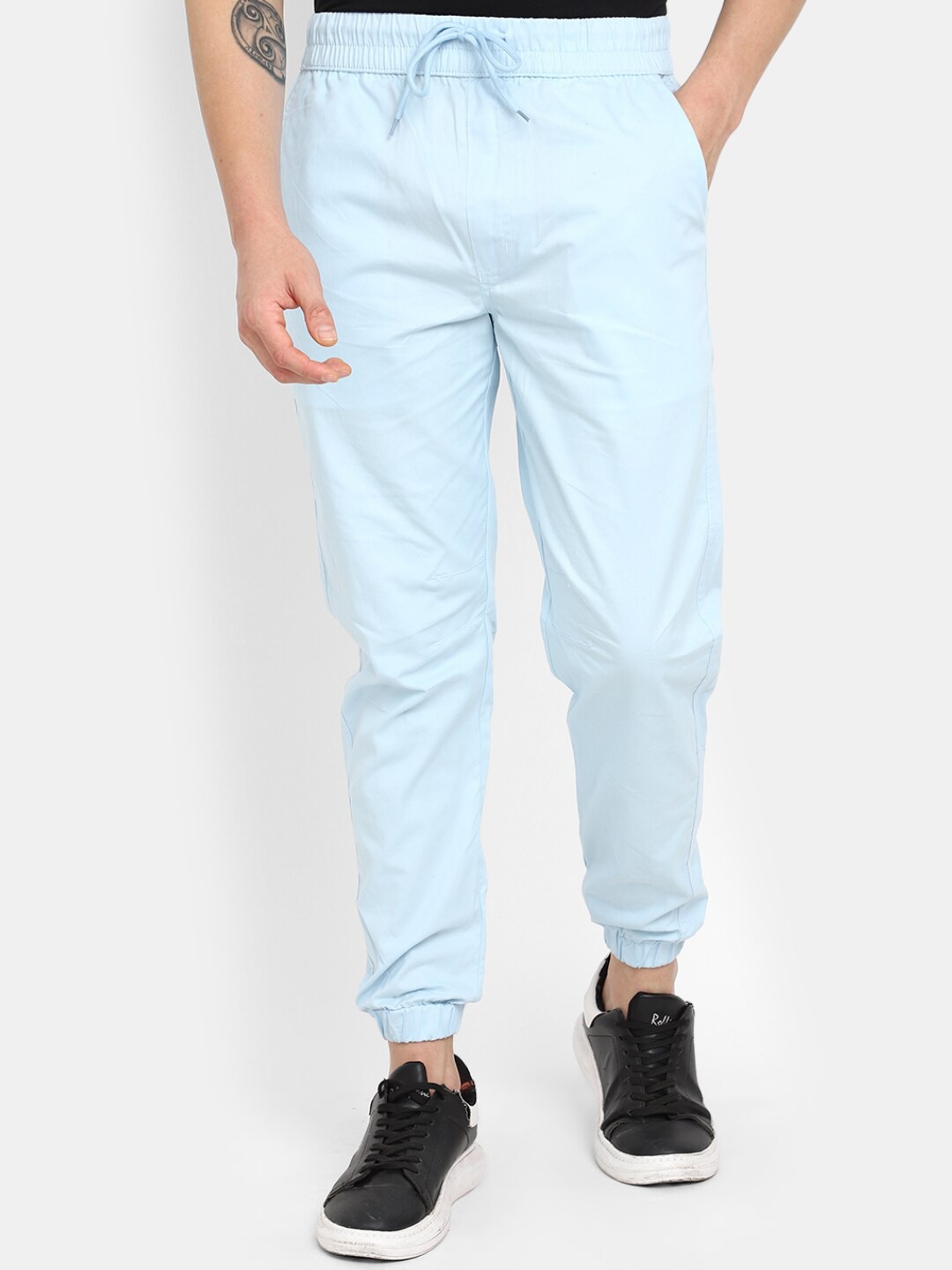 

V-Mart Men Mid-Rise Cotton Joggers, Blue
