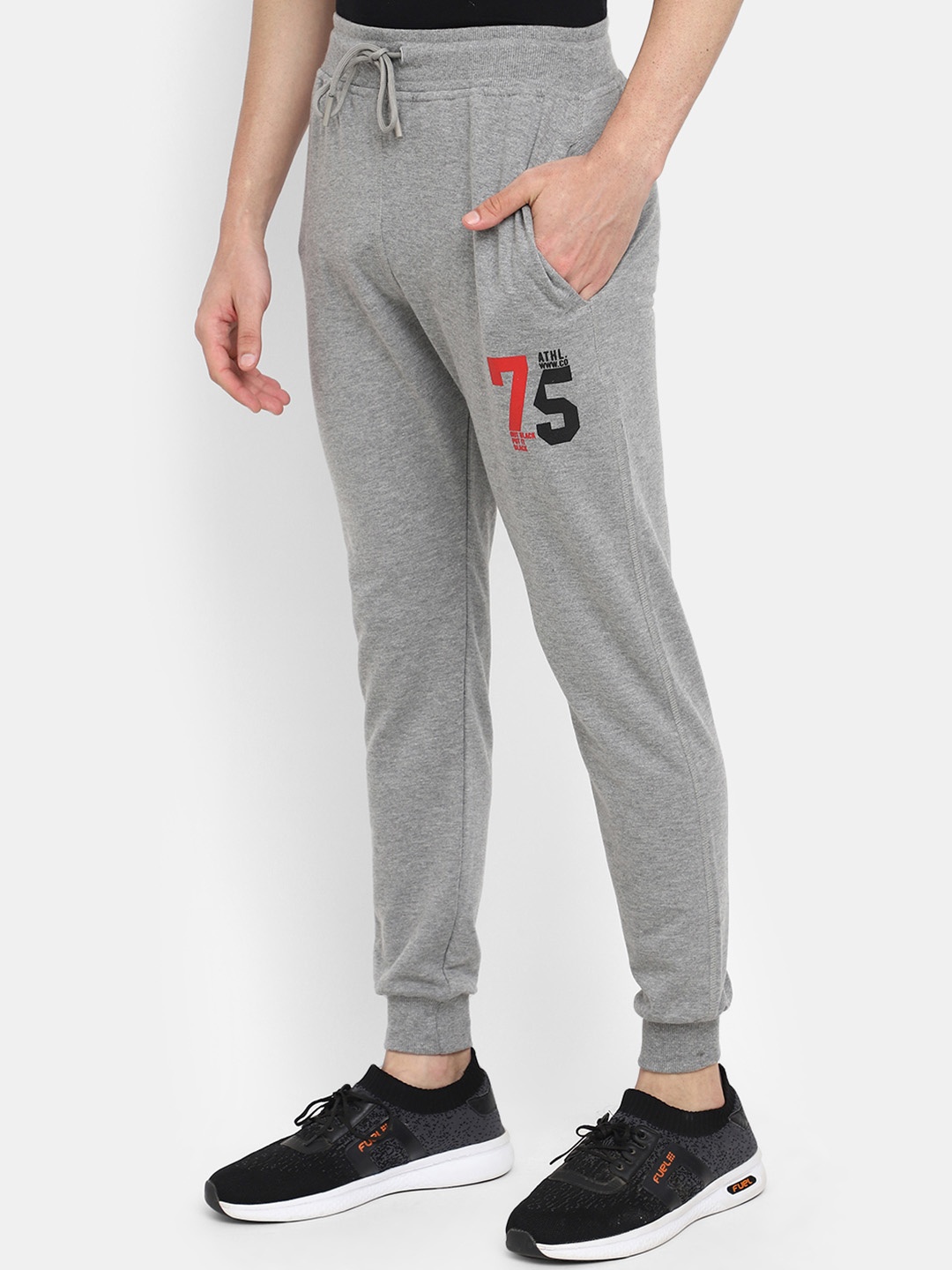 

V-Mart Men Mid Rise Cotton Joggers, Grey