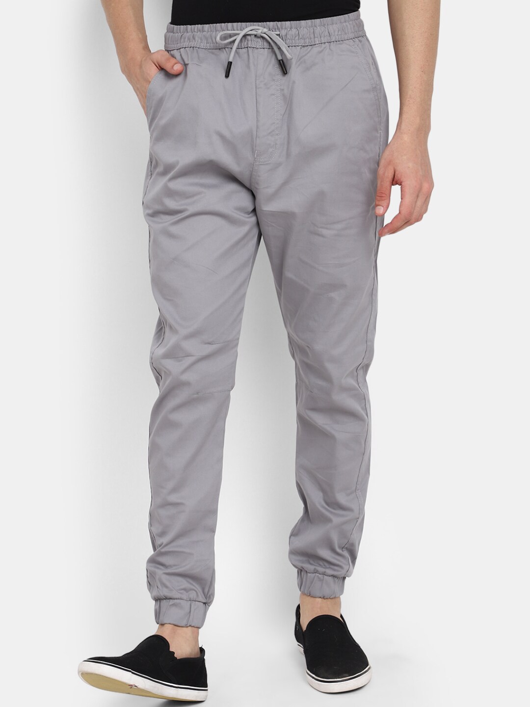 

V-Mart Men Straight Mid-Rise Cotton Joggers, Grey