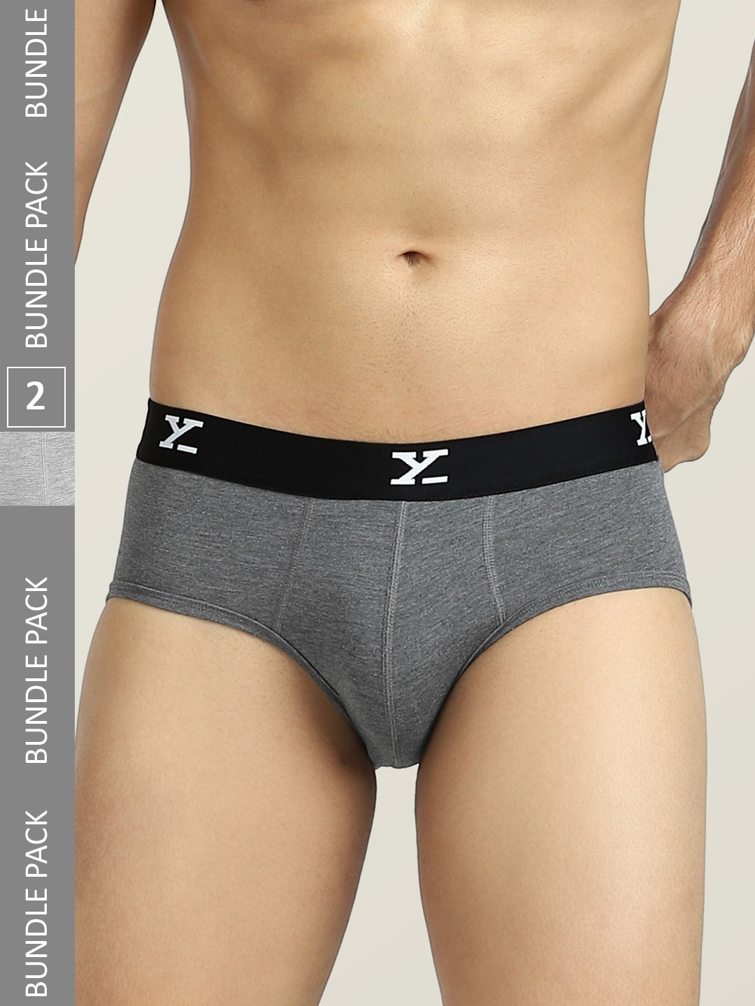 

XYXX Men Pack of 2 IntelliSoft Antimicrobial Micro Dualist Briefs, Grey