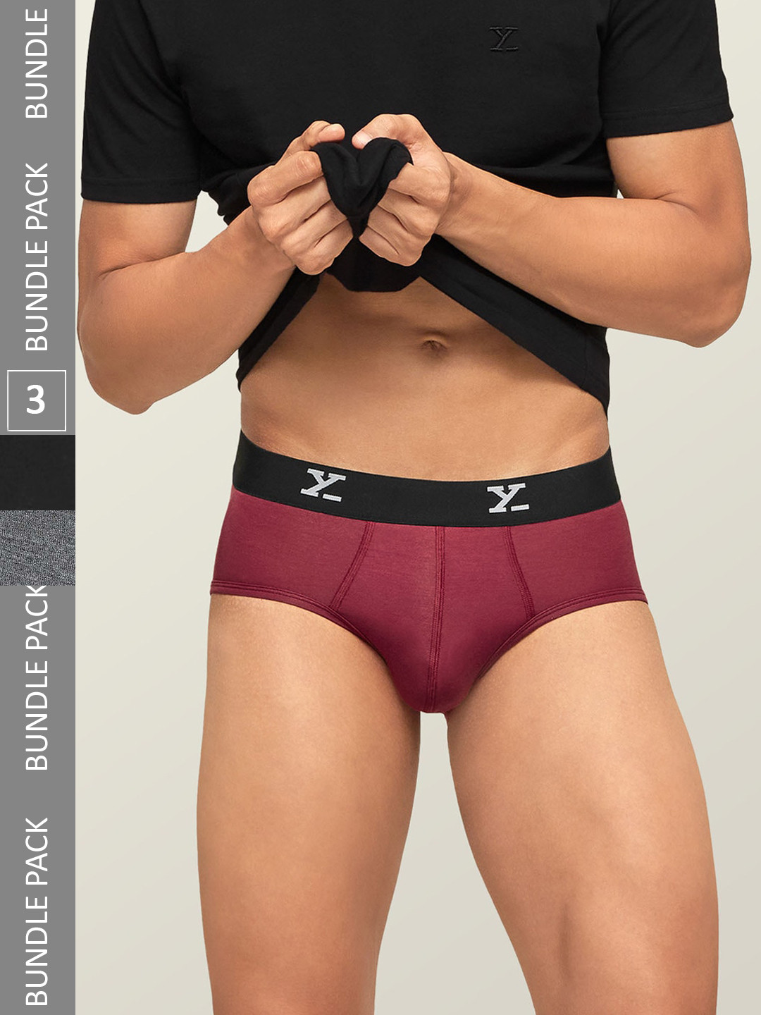 

XYXX Men Pack of 3 IntelliSoft Antimicrobial Micro Dualist Briefs XYBRF3PCKN802, Black