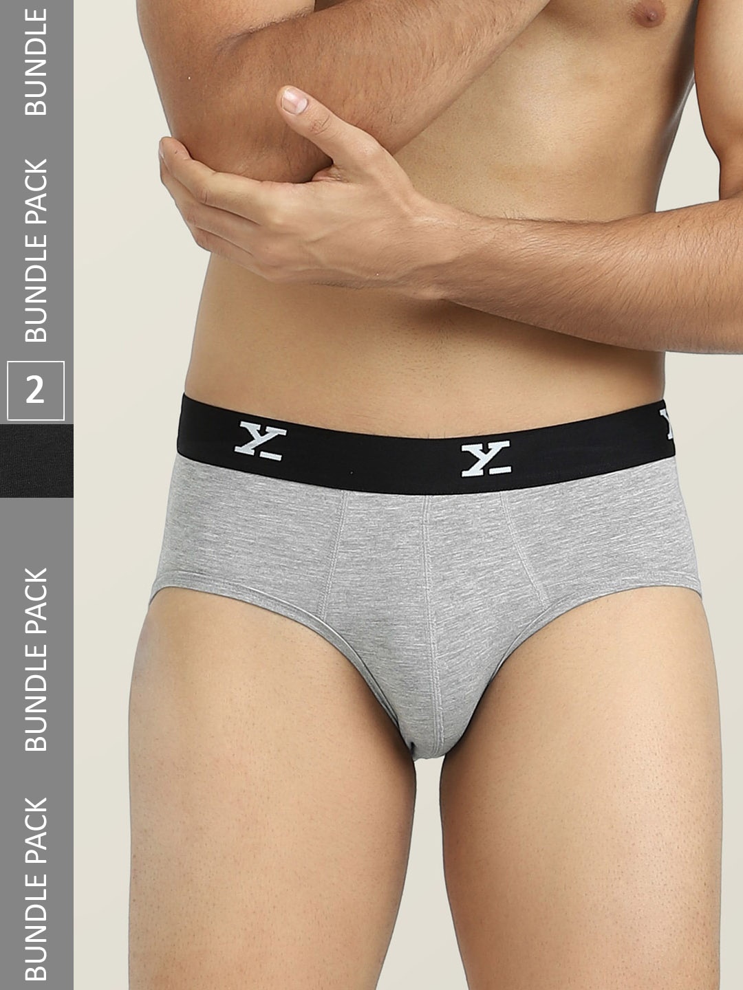 

XYXX Men Pack of 2 IntelliSoft Antimicrobial Micro Modal Briefs, Grey