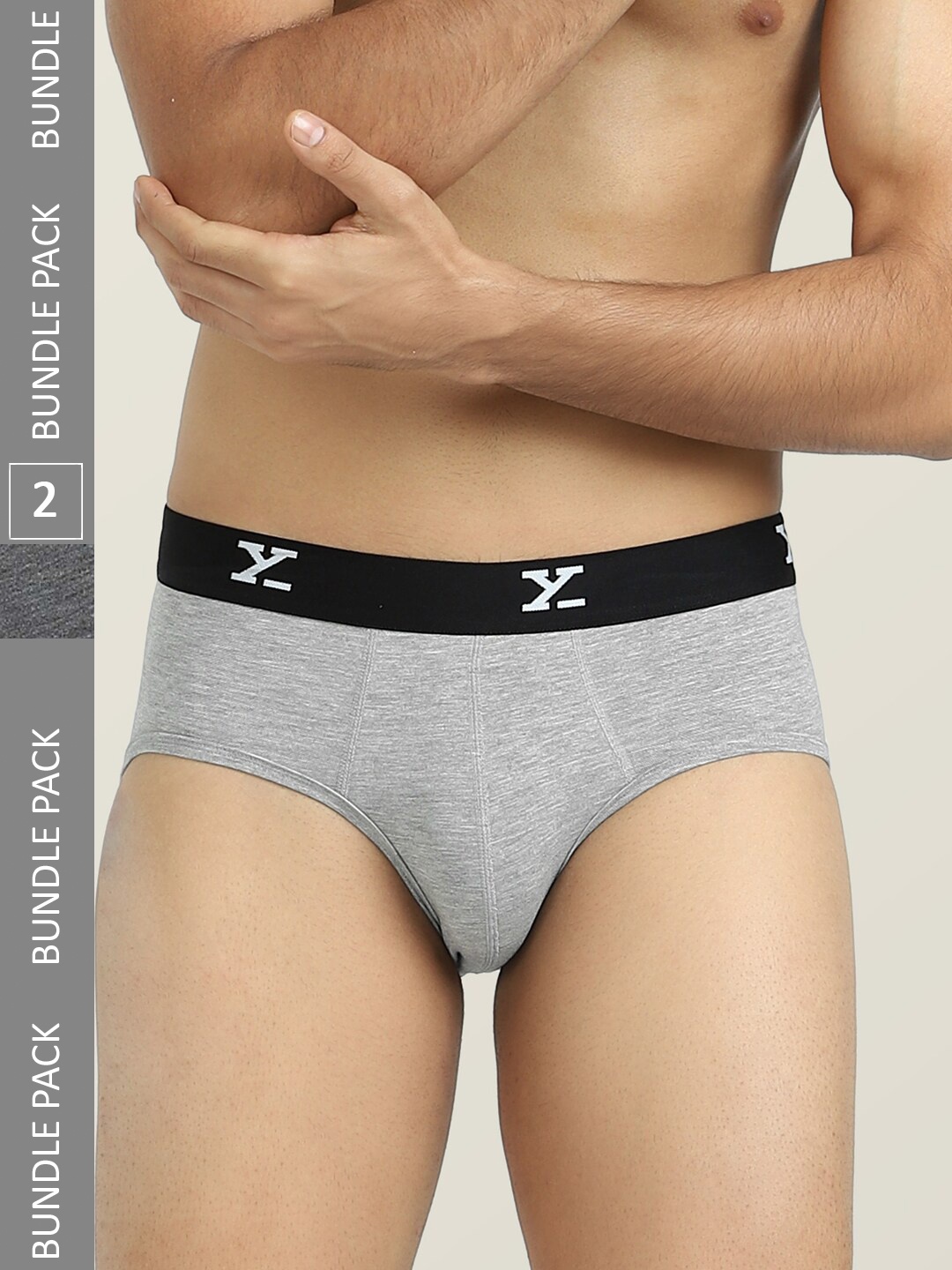 

XYXX Men Pack of 2 IntelliSoft Antimicrobial Micro Modal Briefs, Grey