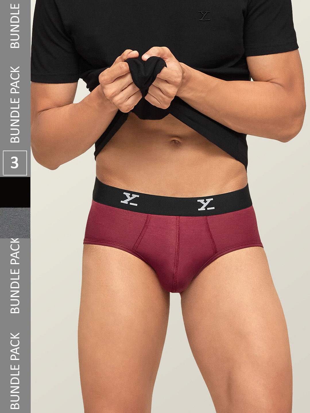 

XYXX Men Pack Of 3 Antimicrobial Basic Briefs, Black