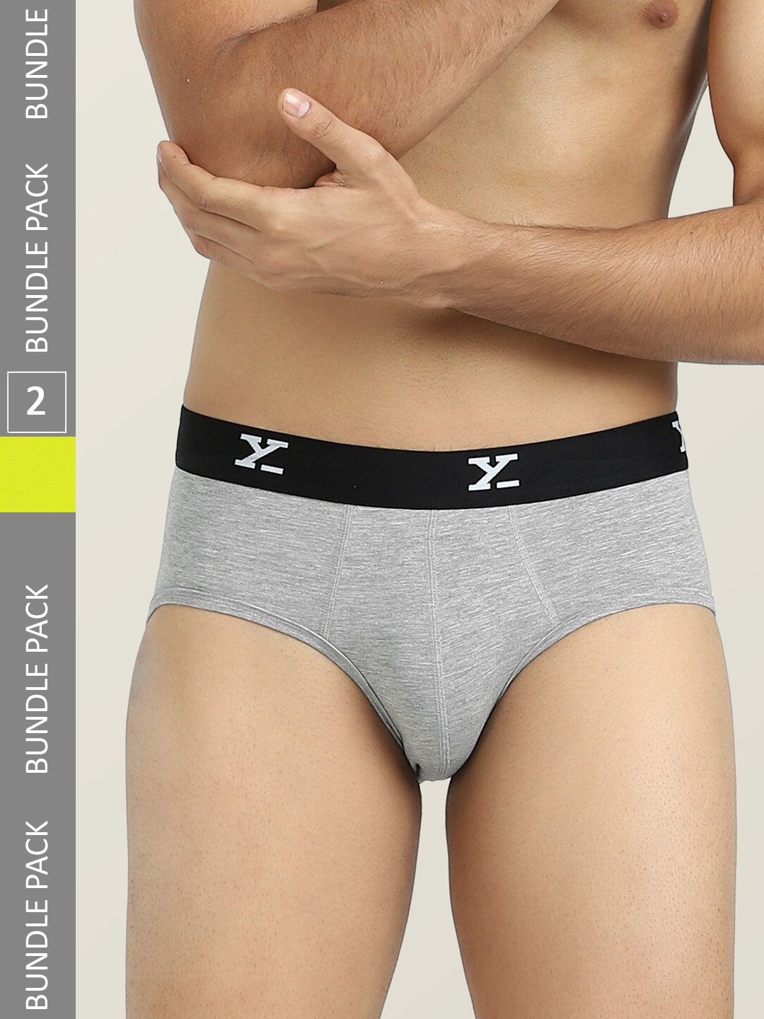 

XYXX Men Pack Of 2 Mid rise Anti Bacterial Briefs, Lime green