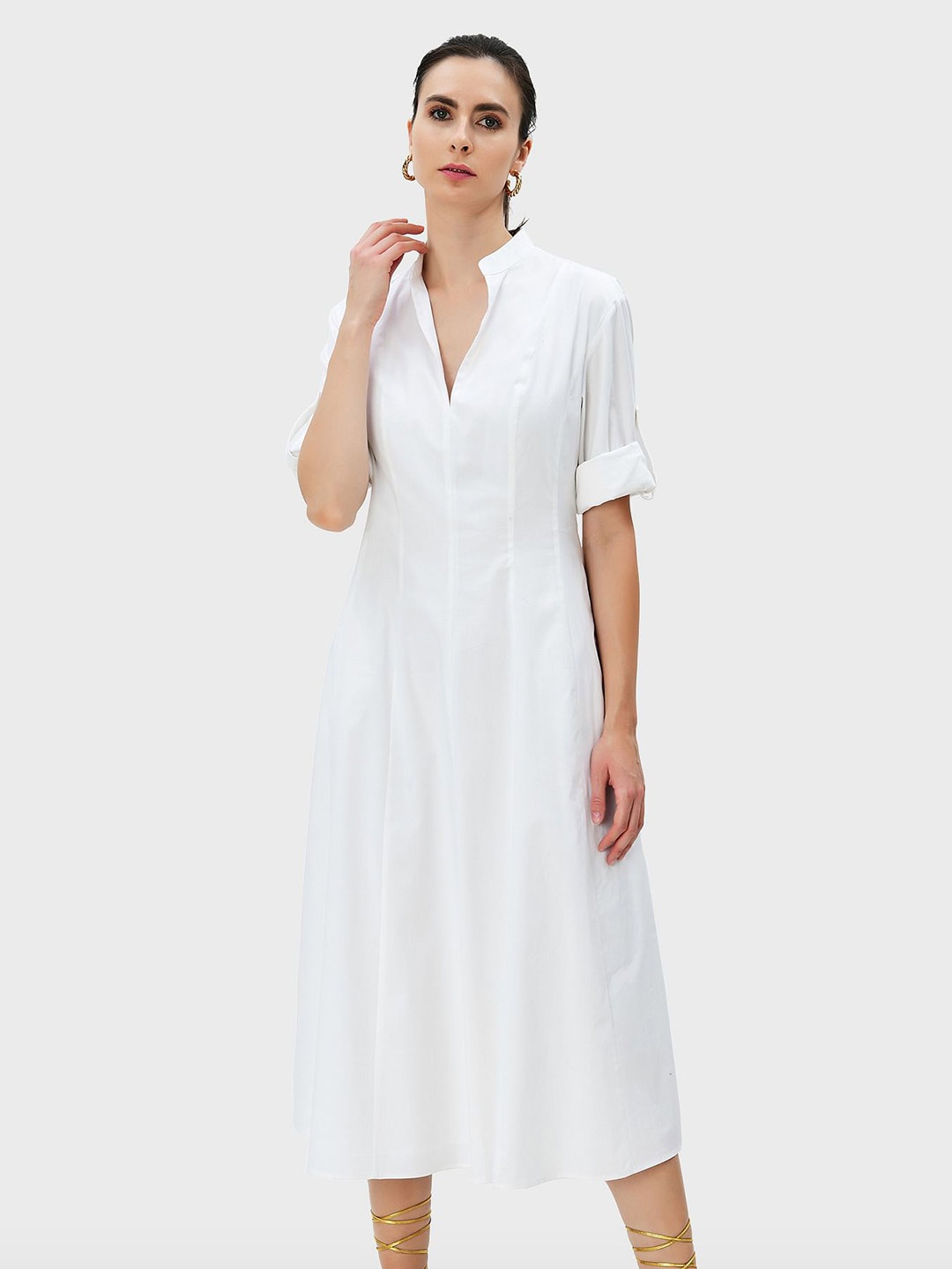 

Zapelle Cotton A-Line Midi Dress, White