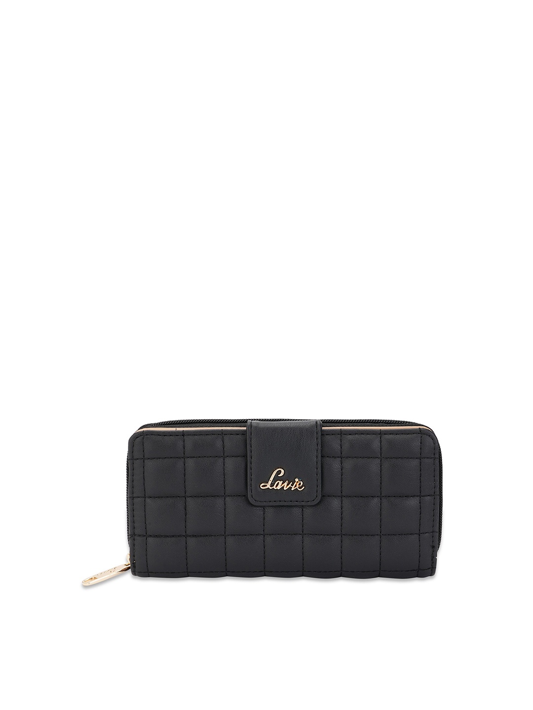 

Lavie Women Textured Zip Around Wallet, Black