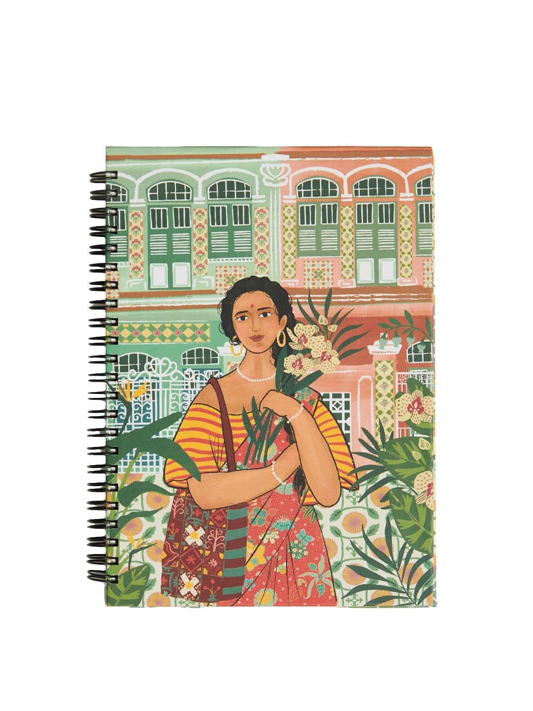 Chumbak Katong Flowershop Printed Notebook, Orange