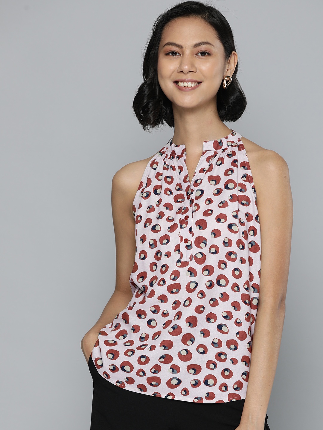 

HERE&NOW Printed Halter Neck Top, Pink