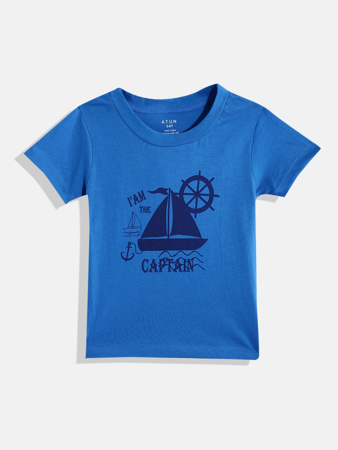 

A.T.U.N. Boys Graphic Printed Pure Cotton T-Shirt, Blue