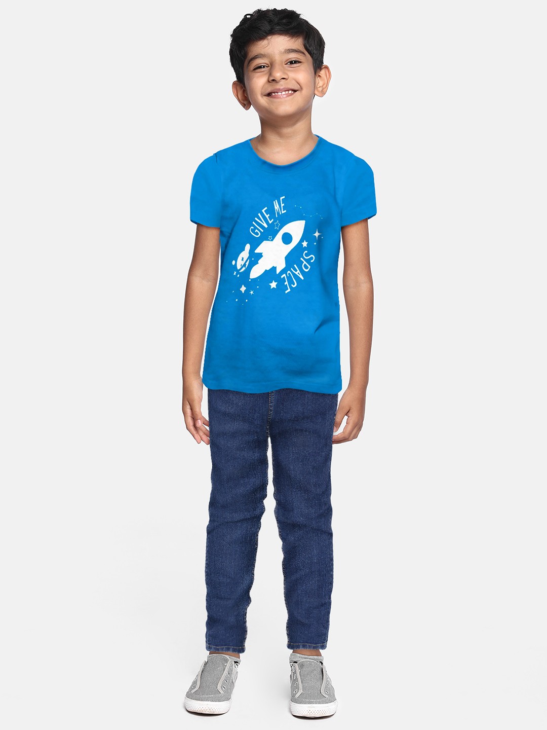 

A T U N Boys Graphic Printed Round Neck Cotton T-shirt, Turquoise blue