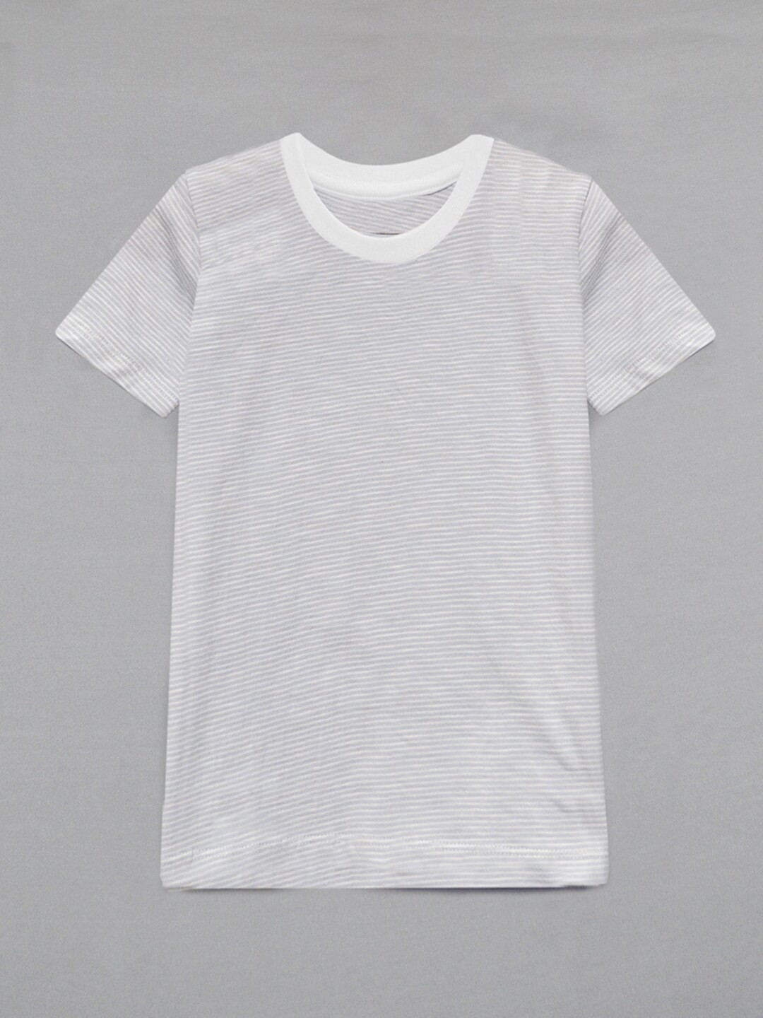 

A.T.U.N. Boys Striped Round Neck Short Sleeves Cotton T-Shirt, Grey