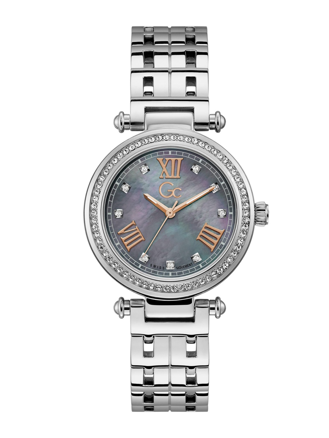 

GC Women Printed Dial & Stainless Steel Bracelet Style Straps Analogue Watch Y46001L5MF, Grey