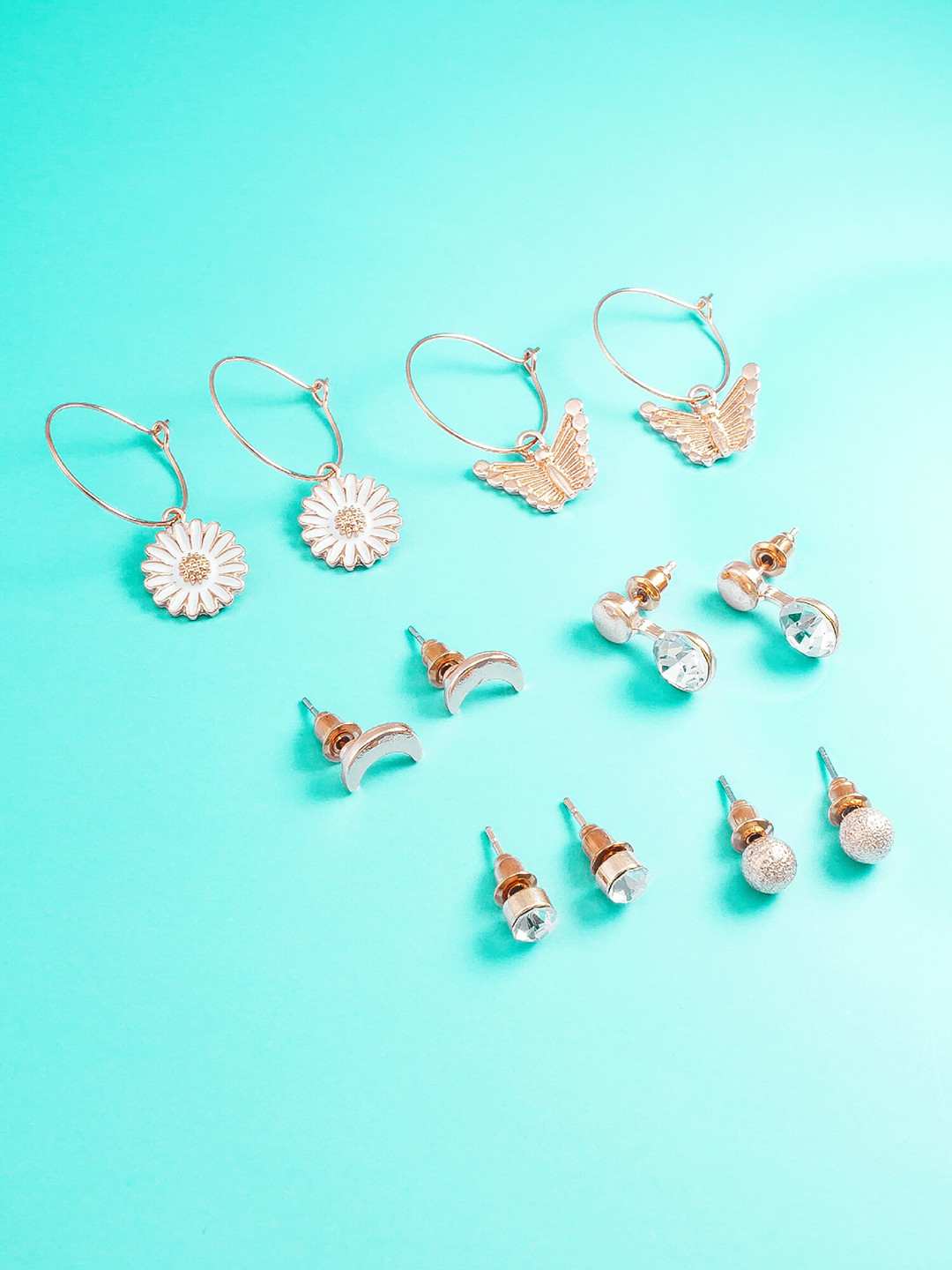

aadita Set Of 6 Rose Gold Hoop Earrings