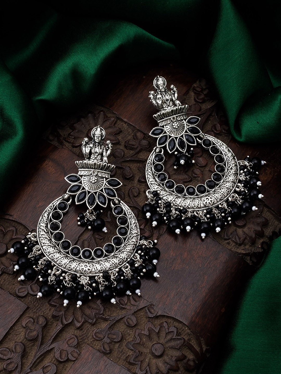 

aadita Silver Chandbalis Style Drop Earrings