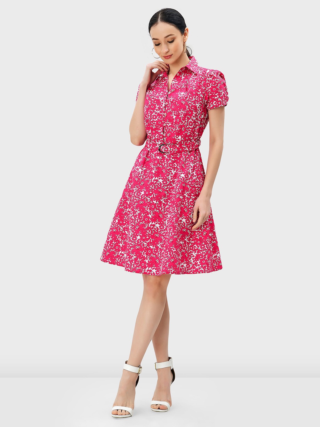

Zapelle Floral Print A-Line Dress, Red