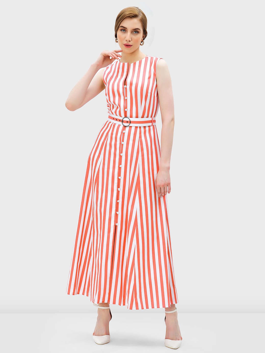 

Zapelle Striped Satin Maxi Dress, Pink