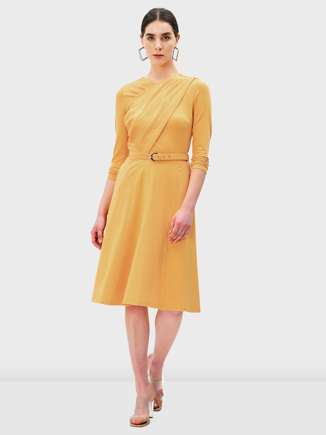 

Zapelle Belted Fit & Flare Dress, Yellow
