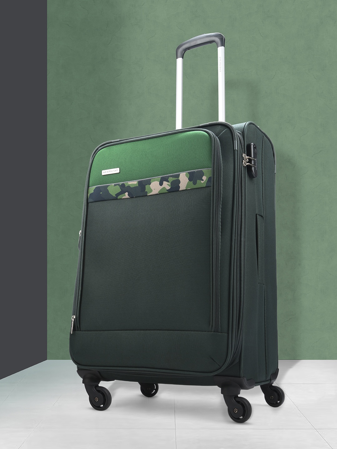 

Aristocrat COMMANDER Camouflage Print Expandable Cabin Trolley Suitcase, Green