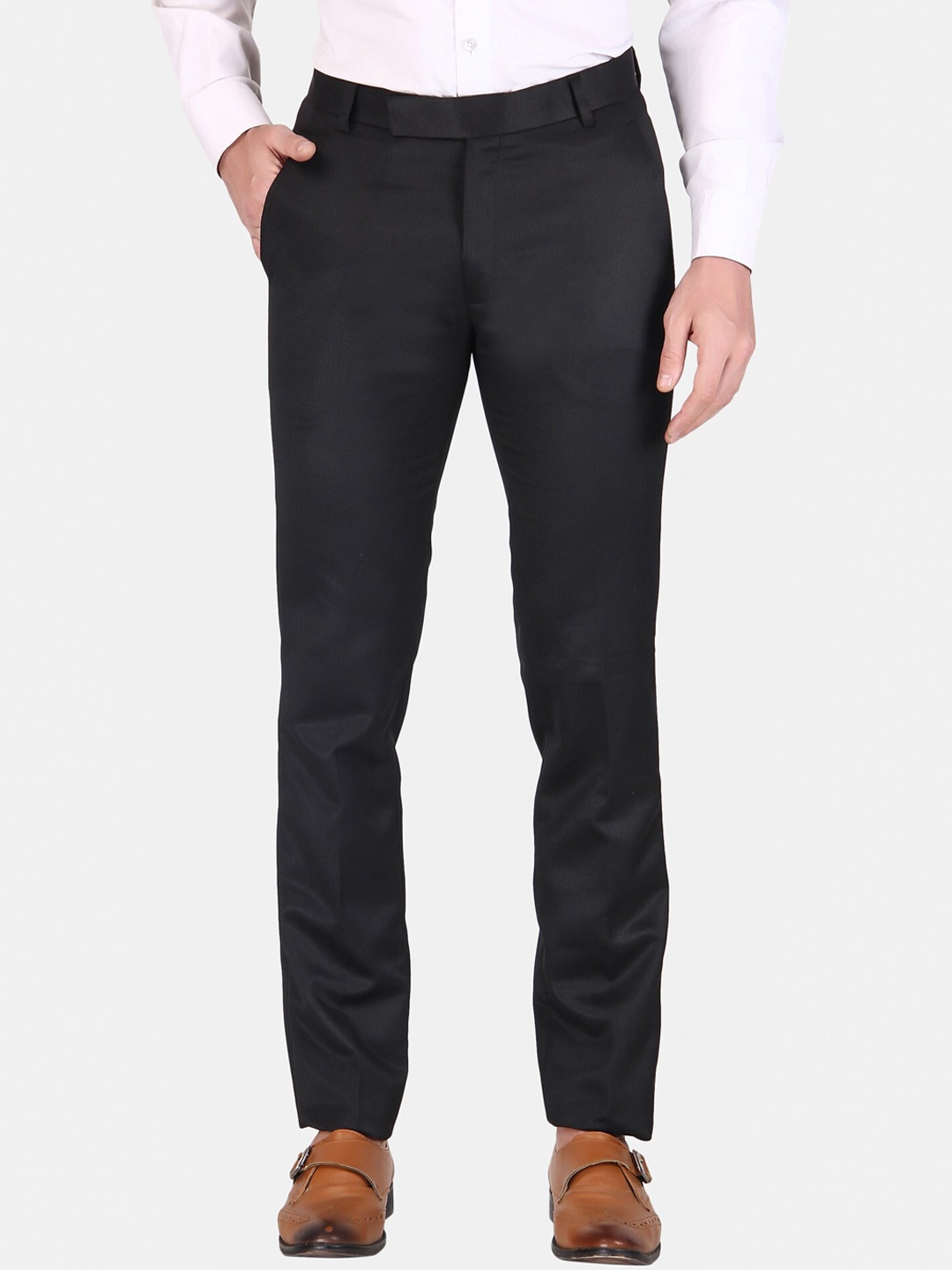 

TrulyFeb Men Cotton Slim Fit Trousers, Black
