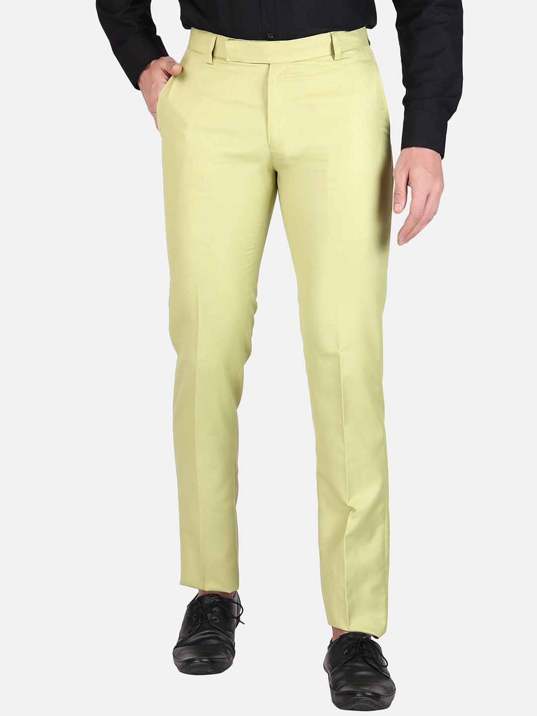 

TrulyFeb Men Cotton Slim Fit Trousers, Green