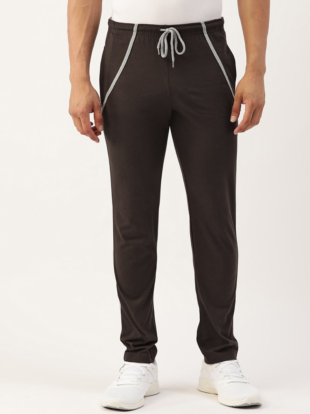 

PORTBLAIR Men Striped Casual Track Pants, Brown
