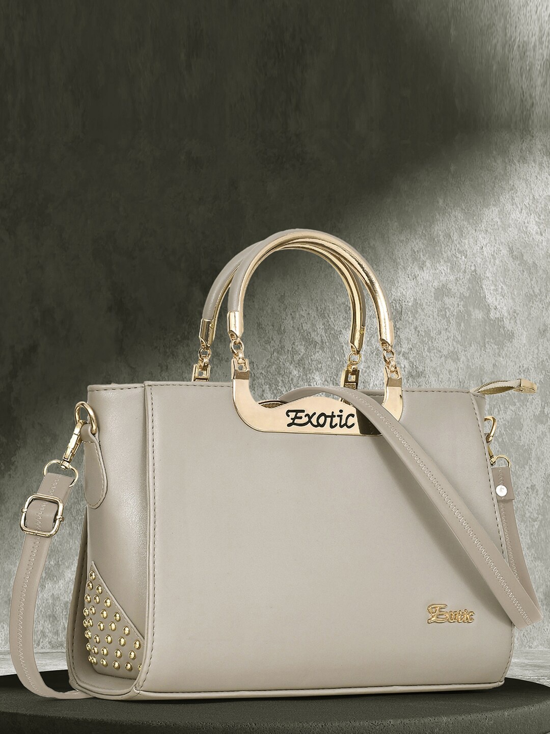 

Exotic Structured Handheld Bag, Off white