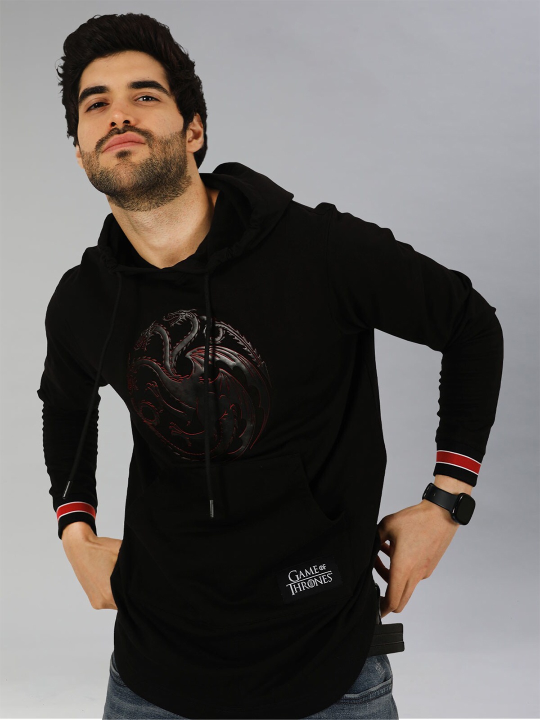 

Game Of Thrones Printed Hooded Neck Cotton Sweatshirt, Black