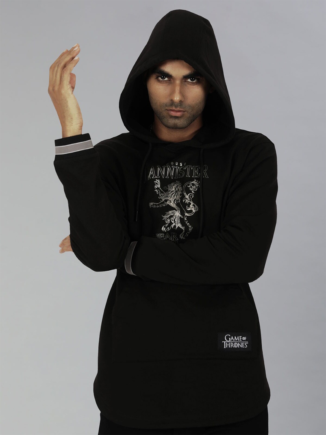 

Game Of Thrones House Lannister Crest Printed Hooded Neck Cotton Sweatshirt, Black