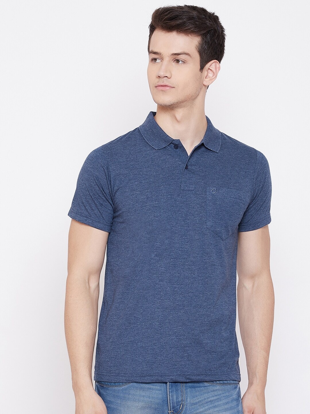 

Camey Polo Collar Cotton T-shirt, Navy blue